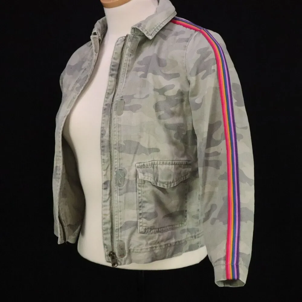 Canvas Camo Jacket Rainbow Seguin Girls Size M 7/8